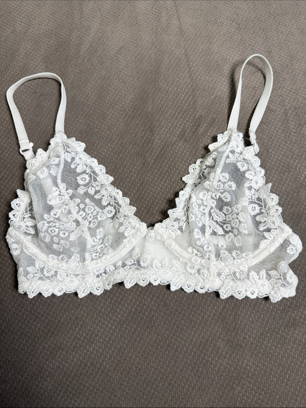 Free People Intimately Sheer Lace Bralette in White - Delicate Floral Design